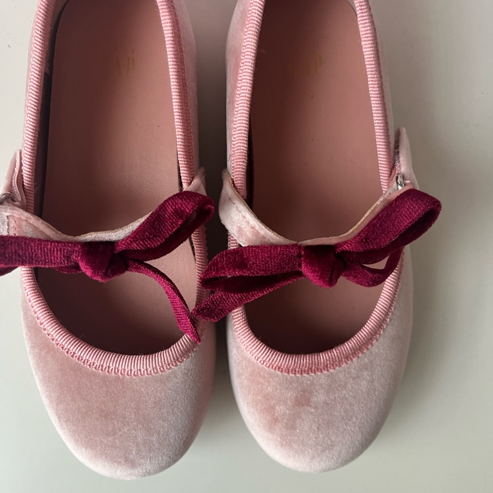 Pink Velvet Kids Shoes with Bow